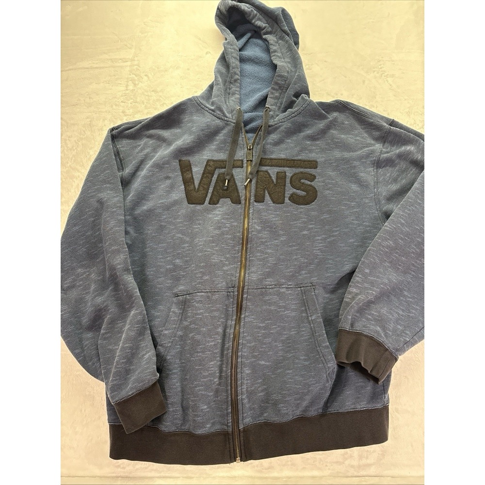 Vans Hoodie Mens XXL Sweatshirt Full Zip Vintage Y2K Grunge Skate Nice Fade